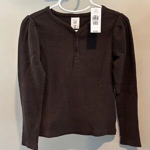 babyGAP Size 5 Chocolate Brown Henley Waffle Knit Long Sleeve Top